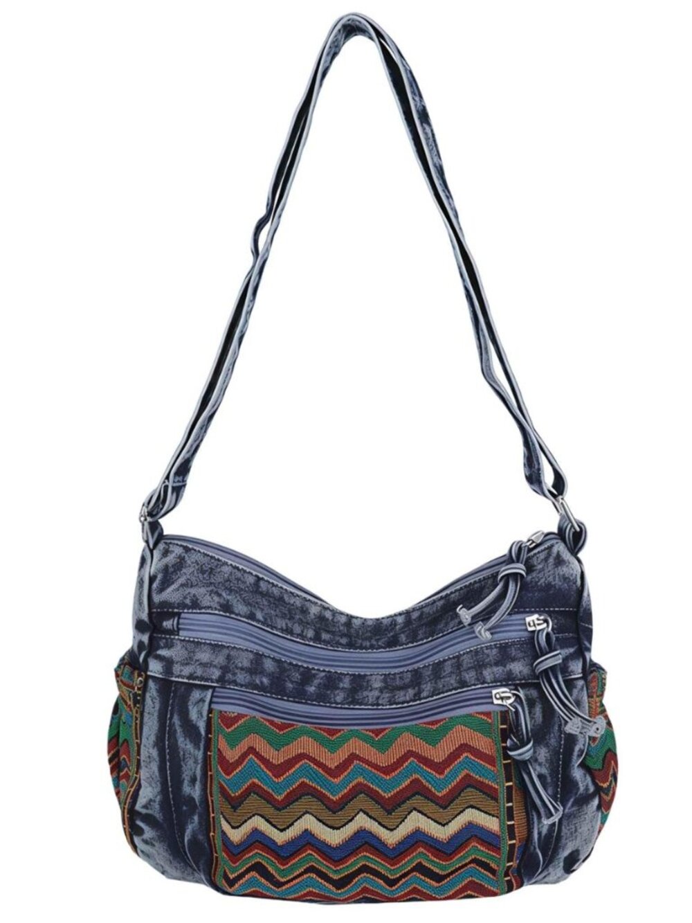 Denim Crossbody Bag,Boho Jean Bag for Women,Hobo Casual Hippie Crossbody Purse